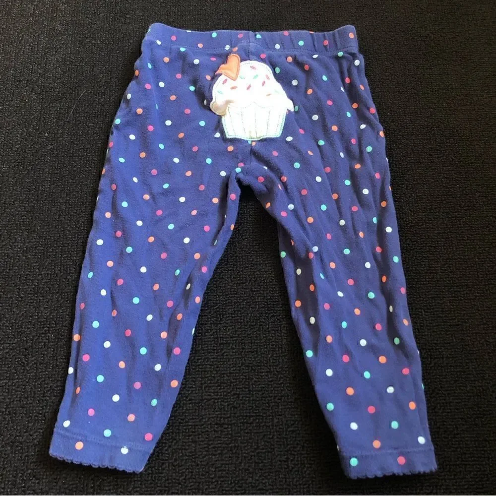 CARTER’S blue polka dots cupcake print pants pjs bottom size 24 months cotton